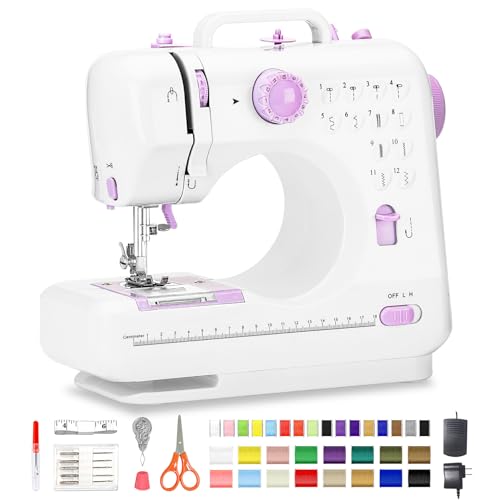 Sewing Machine for Beginners, Mini Sewing Machine with 12 Built-in Stitches, Kids Sewing Machine with Foot Pedal, High-Low Speeds, Portable Sewing Machines and Sewing Enthusiasts (505)
