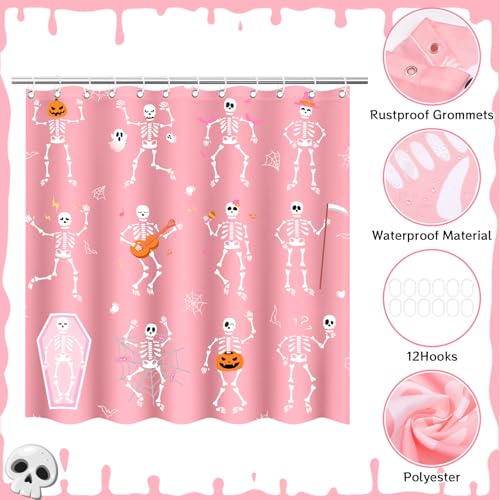 4Pcs Christmas Shower Curtain Set - Merry Christmas Bathroom Set Holiday Shower Curtain with Non-Slip Rugs, Toilet Lid Cover and Bath Mat