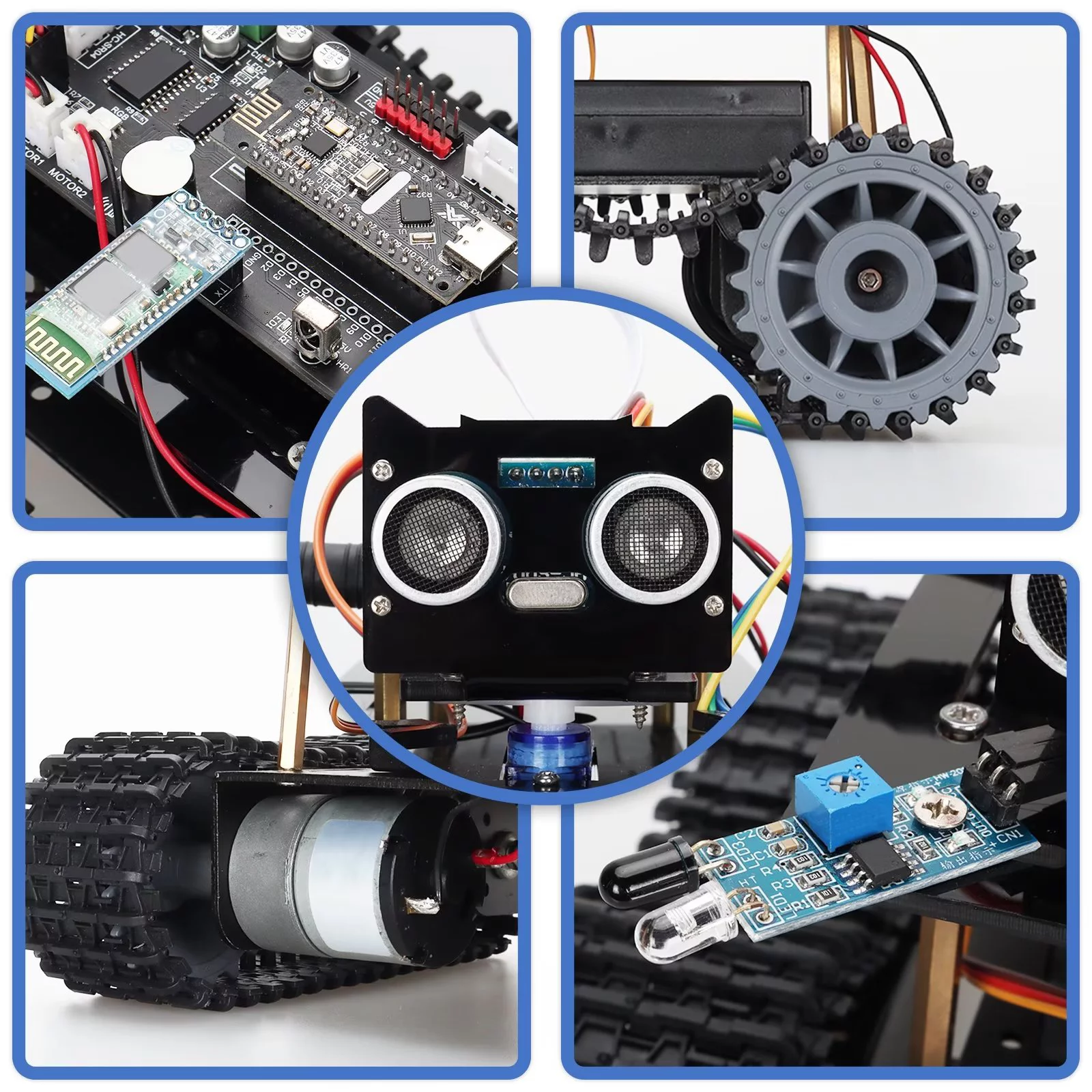 TSCINBUNY Smart Robot Car Kit, DIY Toy Car Robotic Kit Obstacle Avoidance IDE C/C++ Programmable Wireless Gesture Tank Smart Robot Car Kit