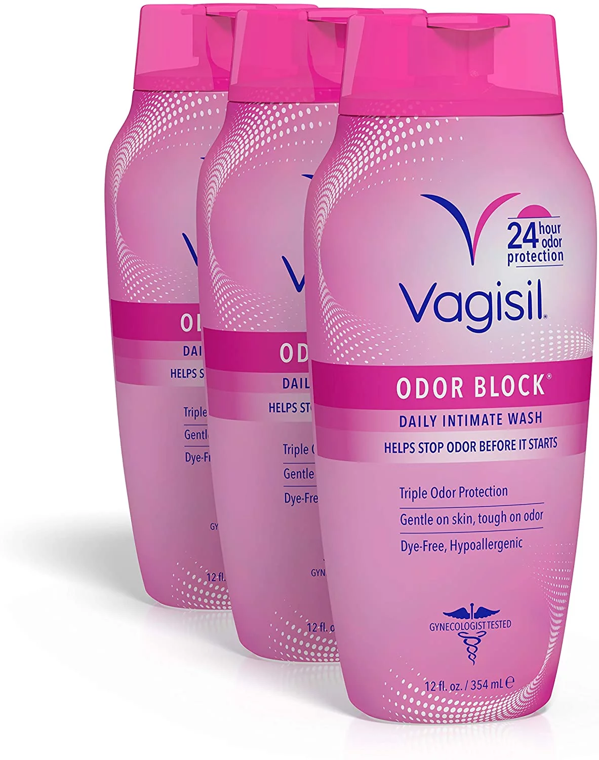 Vagisil Odor Block Daily Intimate Feminine Wash for Women, Gynecologist Tested, Hypoallergenic, 12 Ounce- Pack of 3 (Packaging May Vary)