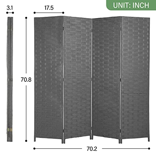 Wood Mesh Woven Design 4 Panel Folding Wooden Screen Room Divider