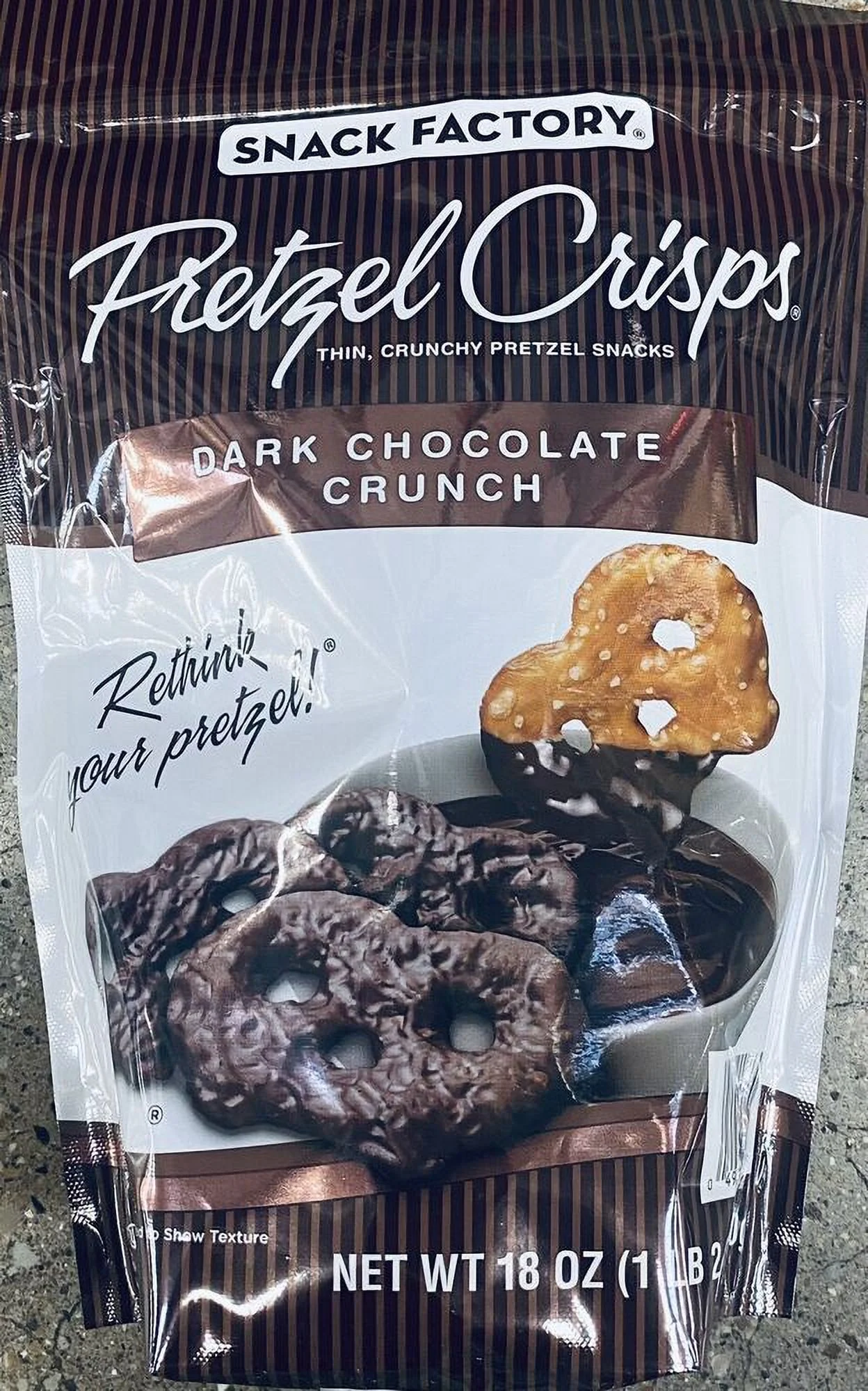 2x Snack Factory Pretzel Crisps Dark Chocolate Crunch 18 oz Bag NEW - 2 PACK