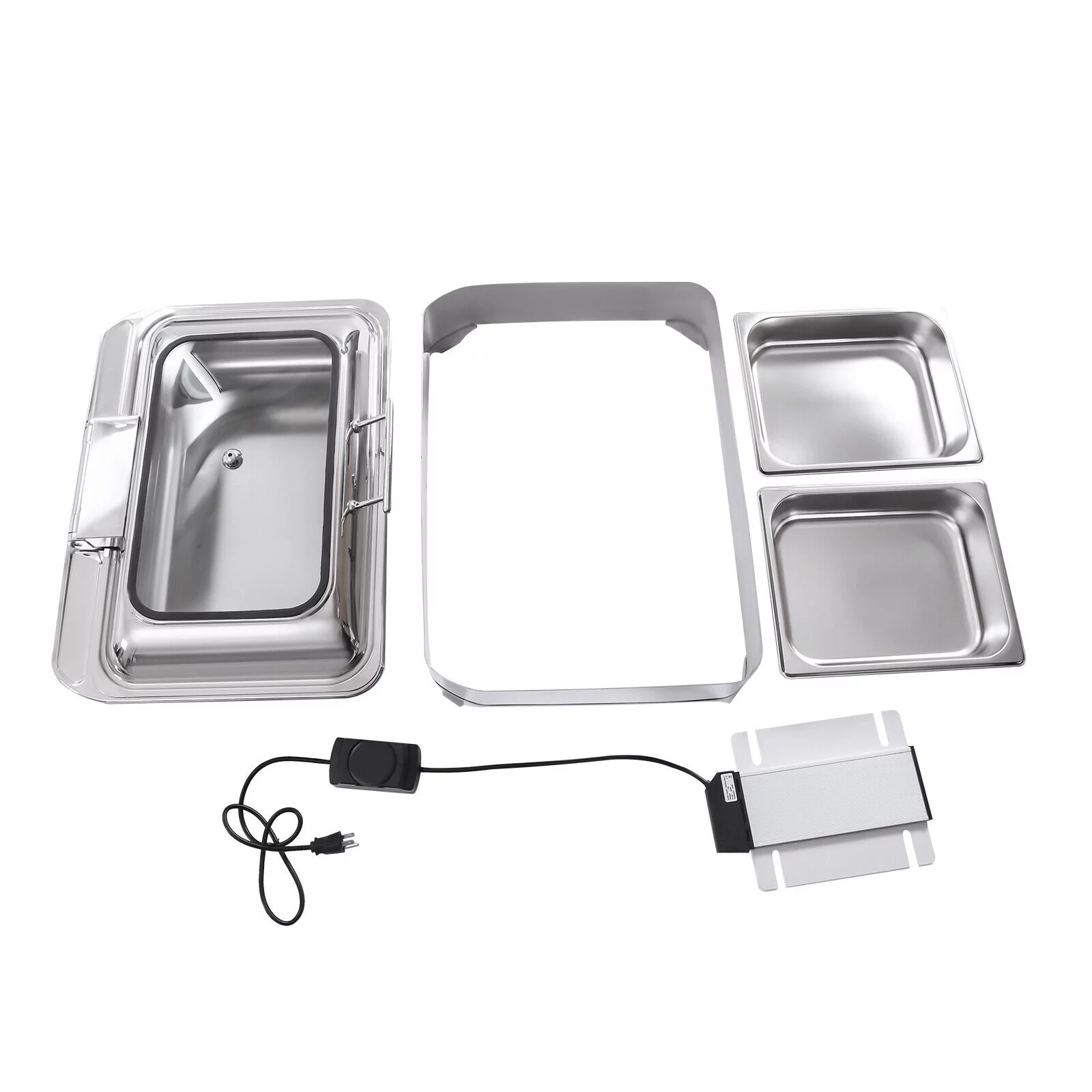 9L Electric Food Warmer W/ 2 Trays Countertop Buffet Server Heating Plate 45-80℃