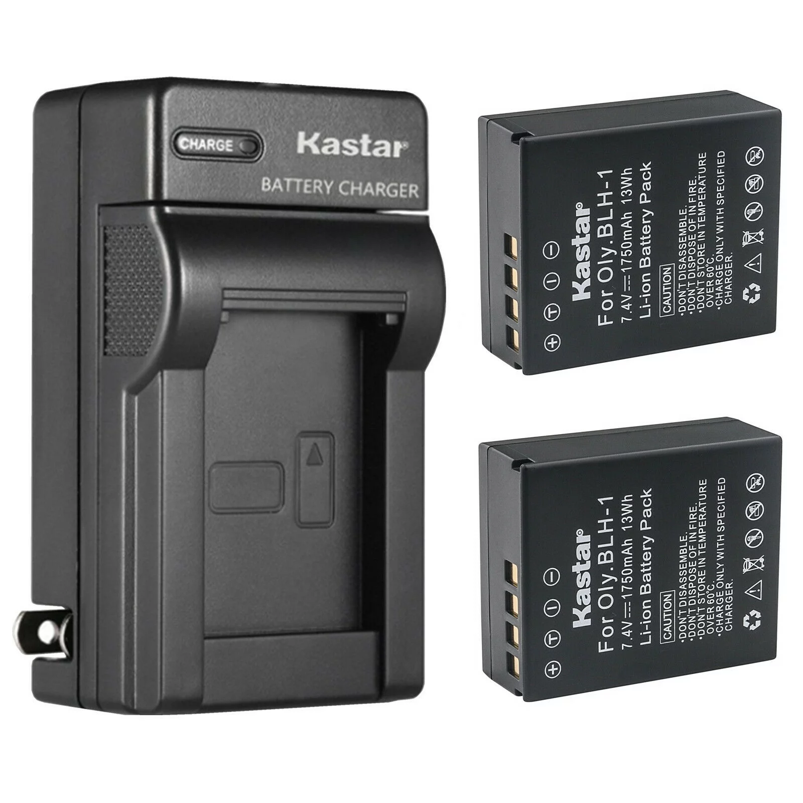 Kastar 2-Pack Battery and AC Wall Charger Replacement for Olympus BLH-1, BLH-01, PS-BLH1 Battery, BCH-1 Charger, OM-D E-M1 Mark II, OM-D EM1 Mark II, OM-D E-M1 MARKII MARK2, OM-D E-M1X EM1X Cameras