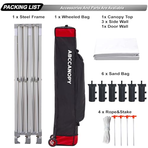 ABCCANOPY Easy Pop Up Canopy Tent with Sidewalls 10x10 Commercial -Series, White