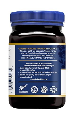 Manuka Health UMF 13+/MGO 400+ Manuka Honey (250g/8.8oz), Superfood, Authentic Raw Honey from New Zealand