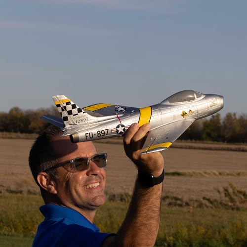 E-flite RC Airplane UMX F-86 Sabre 30mm EDF BNF Basic Transmitter Battery and Charger Not Included EFLU7050