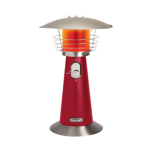 Cuisinart Portable Tabletop Patio Heater, 11,000 BTU Outdoor Propane Heater with Safety Tilt Switch and Adjustable Heat, Burner Screen Guard, 30 sq. Foot Heat Range, Black