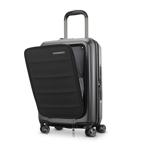 Samsonite Carry-On Pro Front Pocket Hardside Expandable 21-Inch Octiv Luggage: Durable & Impact Resistant, 360° Aero Trac Spinner Wheels, Adjustable Telescopic Handle, TSA Approved Lock - Silver