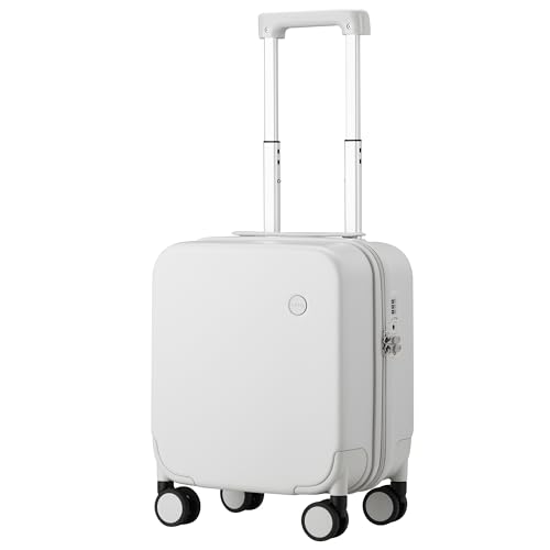 mixi Upgrade Carry on Luggage 14 Inch Underseat Personal Item Suitcases with Spinner Wheels, Hardside Rolling Suitcase PC with TSA Lock Lightweight Travel Case, Fine Grid Black