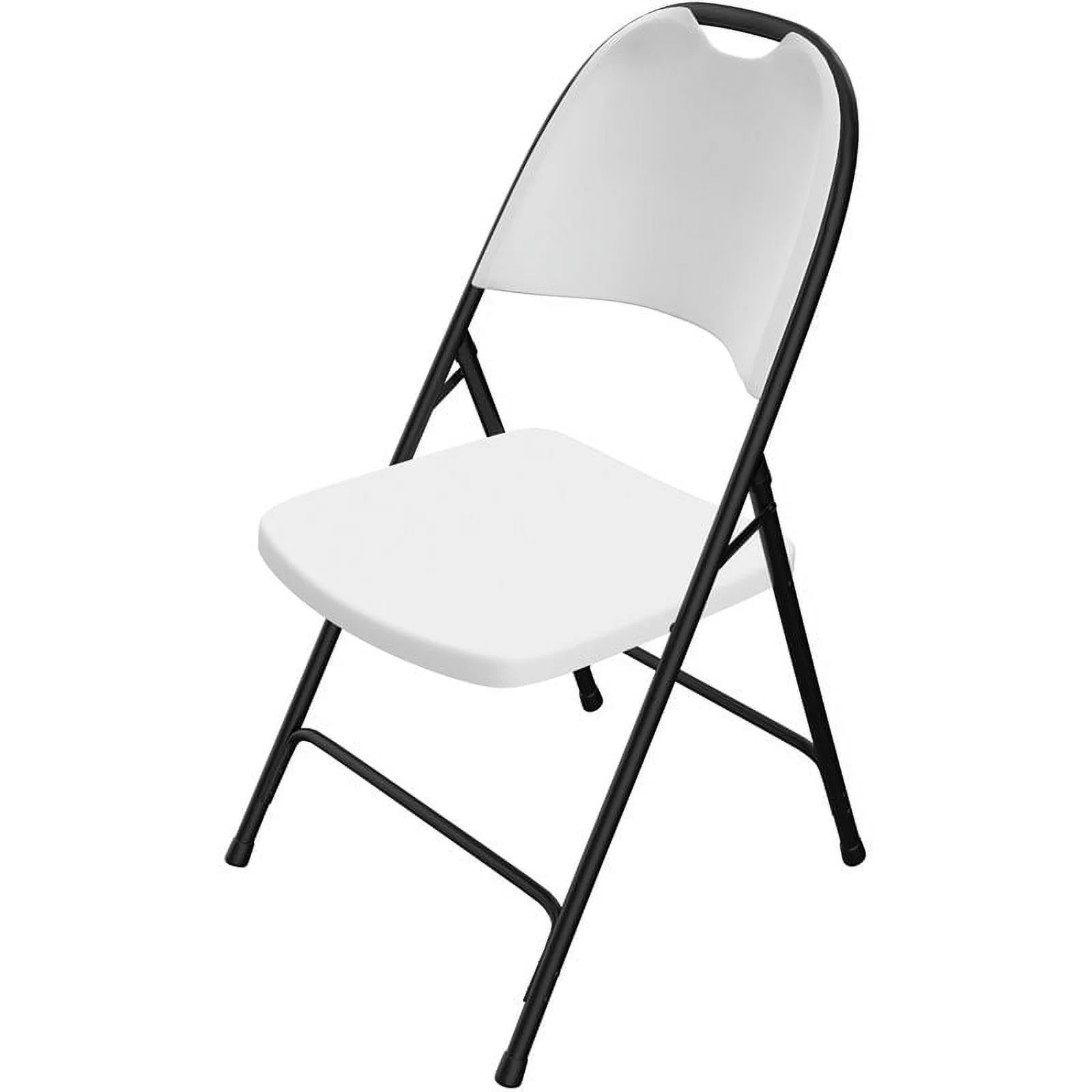 Pemberly Row Plastic Resin/Metal Folding Chair in Gray Granite/Black (Set of 4)