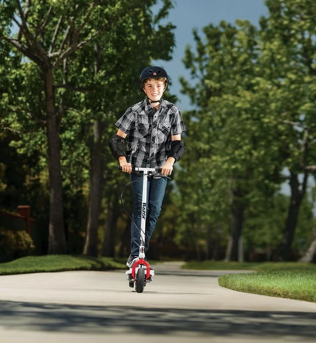 Razor E200 Electric Scooter - White, for Ages 13+ and up to 154 lbs, 8
