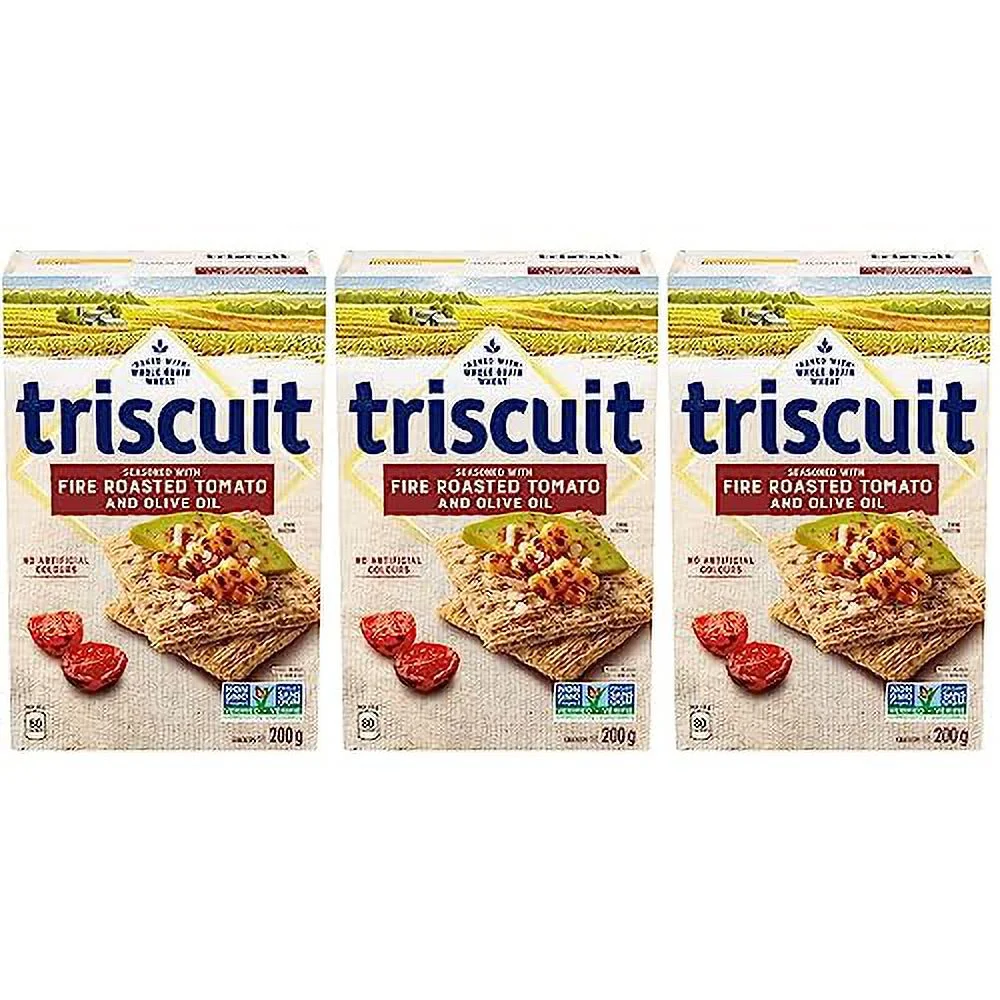 Triscuit Fire Roasted Tomato & Olive Oil Crackers, 200g/7oz (Pack of 3) Shipped from Canada
