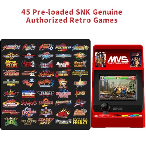 UNICO MVS Mini Home Arcade Machine, 45 Pre-Loaded Classic Games:10 KOF / 5 Metal SLUG / 7 Fatal Fury / 6 Samurai SHODOWN and More, 3.5inch Screen, HDMI and Gamepads Port