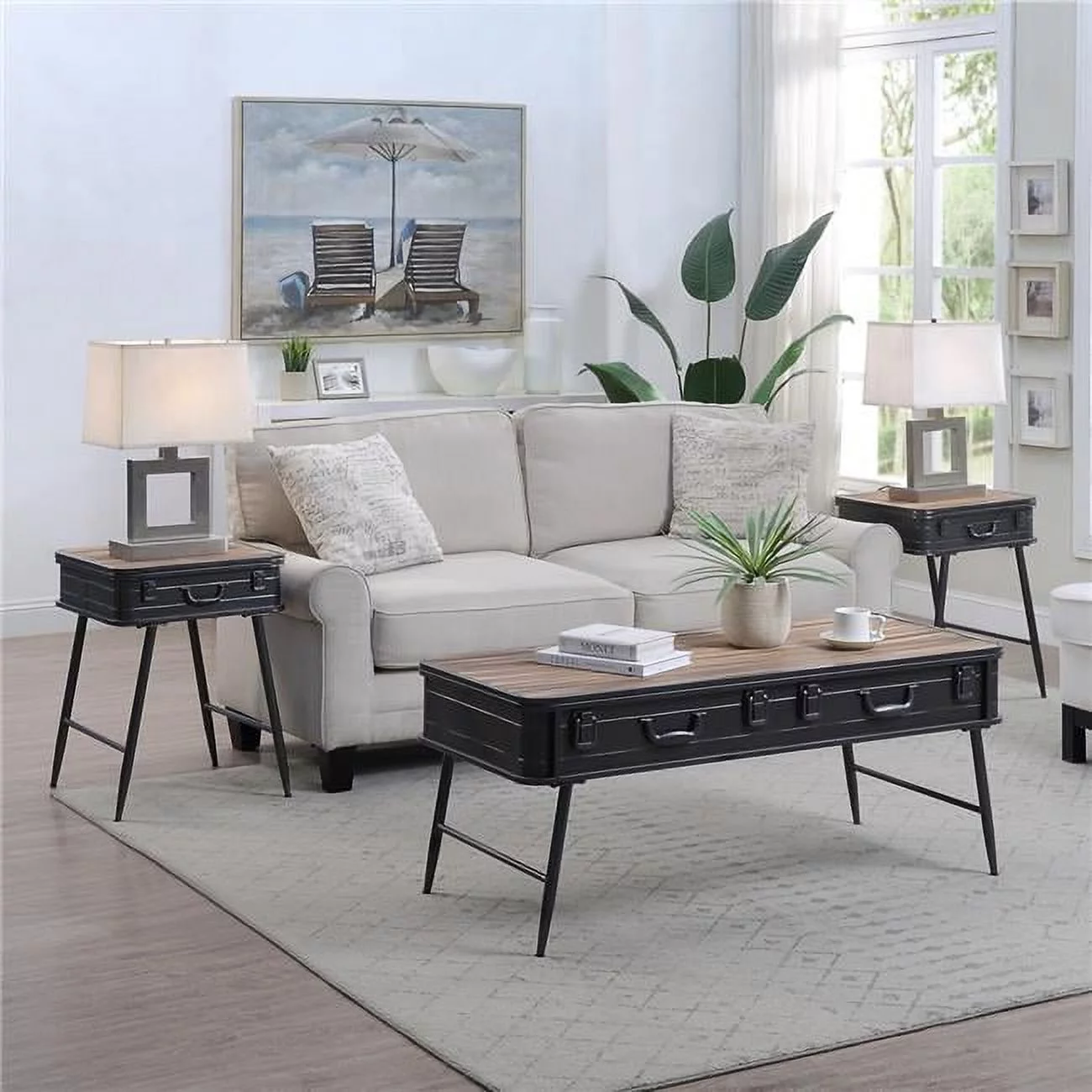 Urban 4D Concepts  Coffee Table, Natural Weathered Wood/Gray Metal