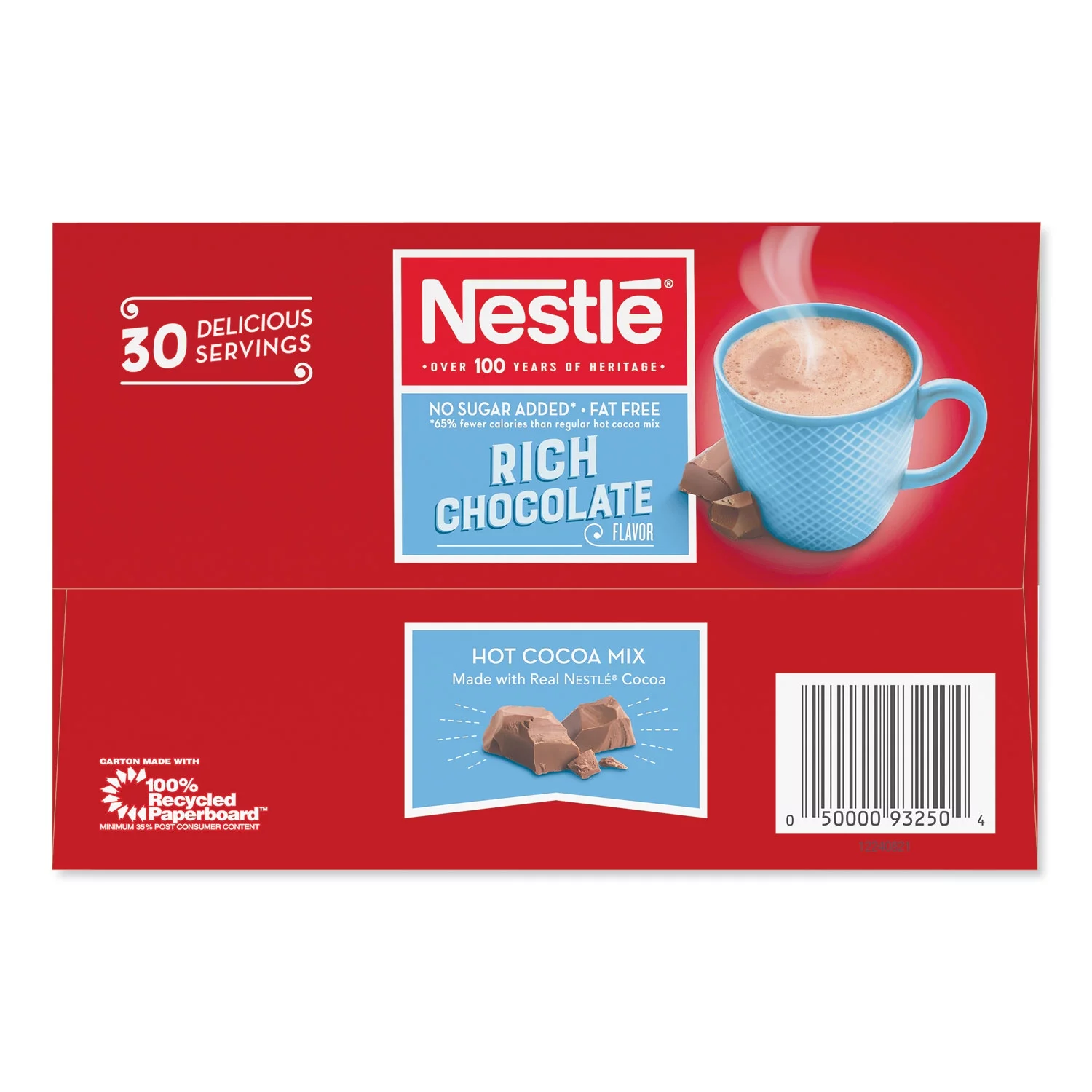 Nestlé No-Sugar-Added Hot Cocoa Mix Envelopes, Rich Chocolate, 0.28 oz Packet, 30/Box