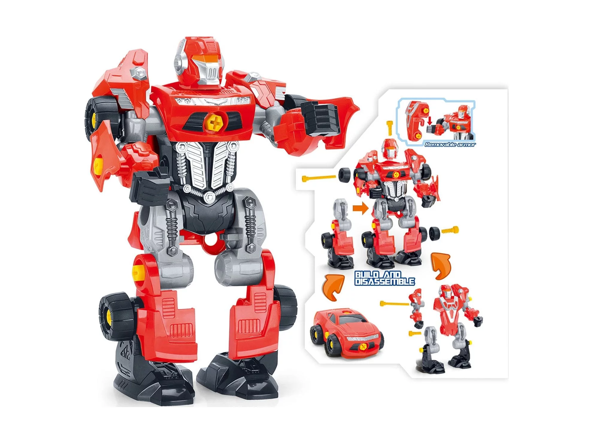 PlayWorld Futuristic Revolution 3-in-1 Take-A-Part Futuristic being Toy Playset - Red