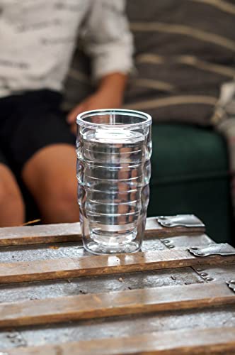 Tervis Clear & Colorful Lidded Made in USA Double Walled Insulated Tumbler Travel Cup Keeps Drinks Cold & Hot, 24oz 2pk, Blue Lid