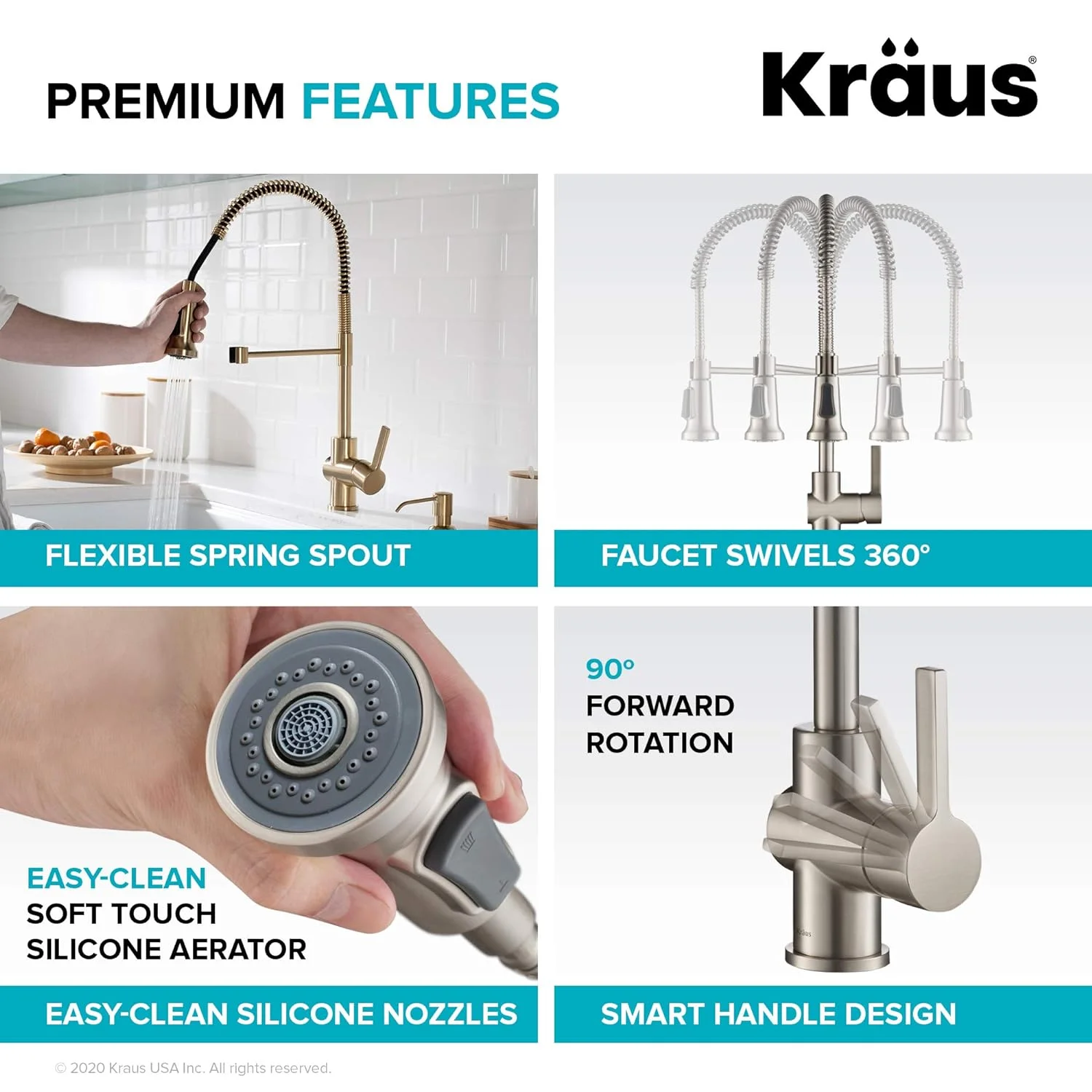 WAGEE Britt Commercial Style Kitchen Faucet in Spot Free Antique Champagne Bronze, KPF-1690SFACB