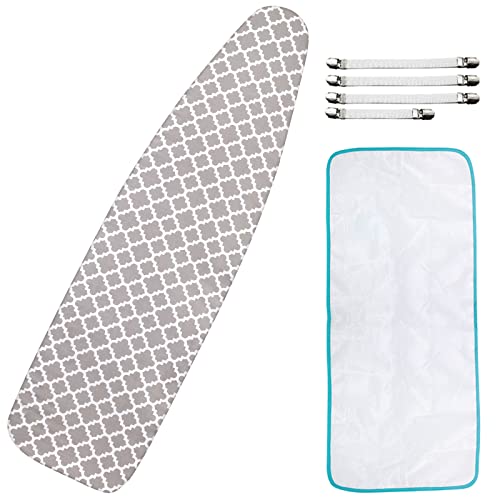 Extra-Wide Ironing Board Cover and Pad Replacement with Scorch and Stain Resistant Thick Padding and Elasticized Edge 18