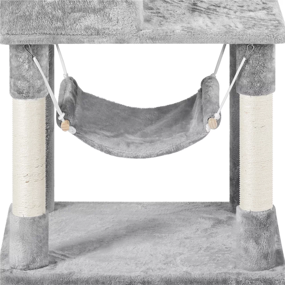 Yaheetech 73''H Multilevel Cat Tree Cat Tower w/ 2 Condos & Scratching Posts, Light Gray