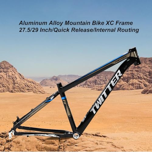 Mountain Bike Frame 27.5er 29er Aluminum Alloy Hardtail Frame 15/17/19” Disc Brake QR 135mm BB 68mm Internal Routing XC Off-Road Adult Bike Frame(Color:Orange,Size:27.5/29
