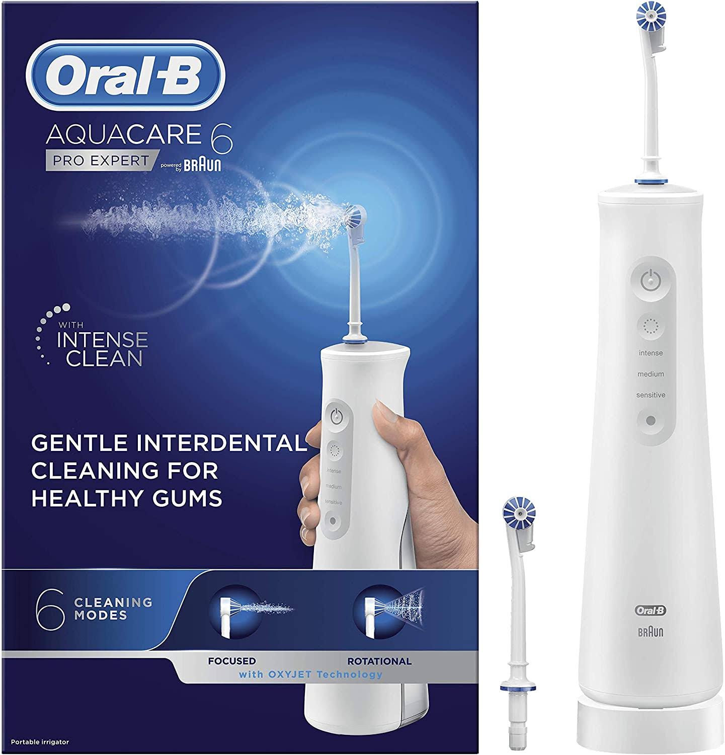 Oral-B AquaCare 6 Pro-Expert Water Flosser Cordless Irrigator, Featuring Oxyjet Technology and 6 Cleaning Modes