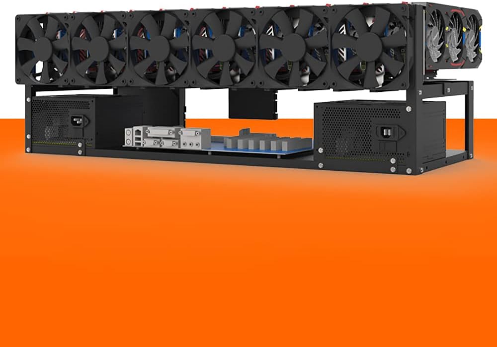 ITX (17 x 17cm) ATX MATX PC Motherboard Case Frame, Open Bare Metal Air Water Cooling Fan Stand Chassic Test Bench Vertical Rack Computer Board Overclocking Heat Dissipation(Vertical Black)