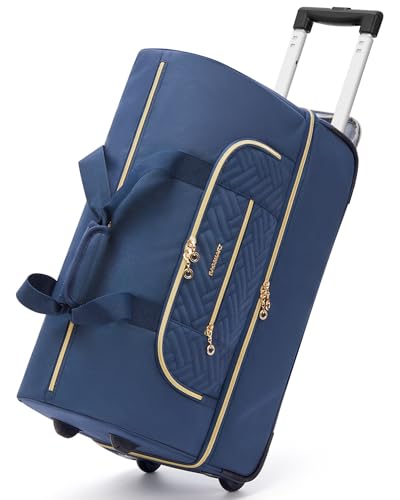 BAGSMART Rolling Duffle Bag with Wheels, 45L Carry-on Luggage Large Travel Bag with Shoes Compartment, Weekender Overnight Bag for Travel, Business Trips(Black)