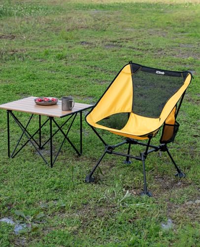 iClimb Ultralight Compact Camping Folding Beach Chair with Anti-Sinking Large Feet