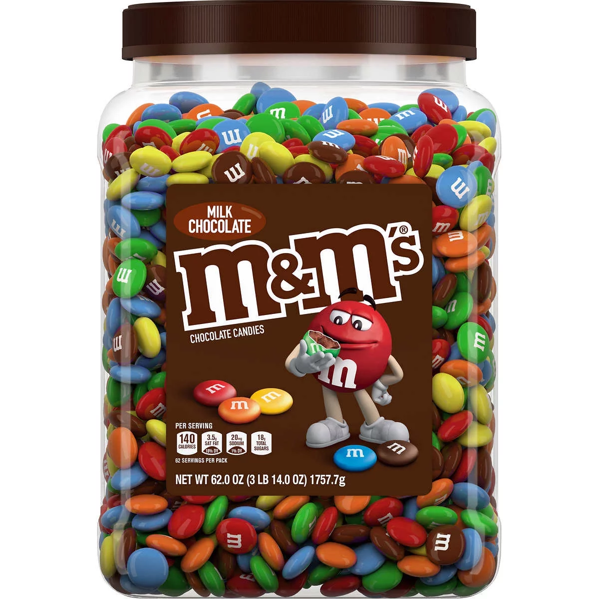 M&M's Milk Chocolate Plastic Jar, Pantry Size (62oz.)