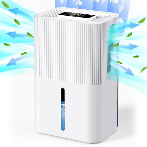 Portable Home Dehumidifier for Basements|91 OZ Tank|900 sq.ft Coverage|Quiet Smart Design with Auto Shut-Off White (91 oz)