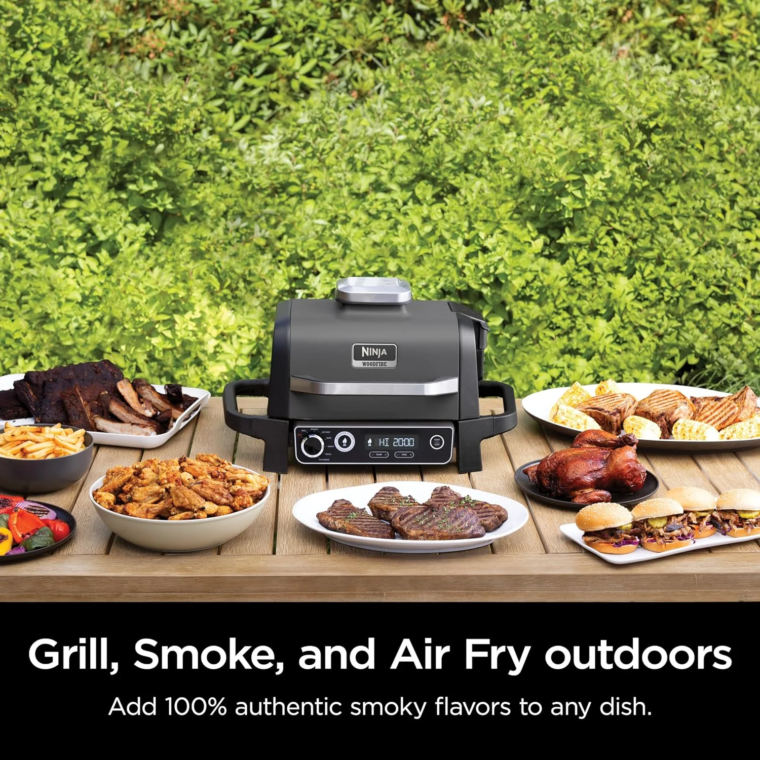 YINCHEN OG701 7-in-1 Outdoor Electric Grill & Smoker - Grill, BBQ, Air Fry, Bake, Roast, Dehydrate & Broil - Uses Woodfire Pellets - Portable & Weather Resistant