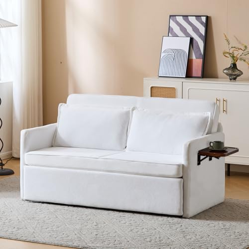 FLEXISPOT XCT4 Convertible Sofa Bed, 3-in-1 Loveseat Sofa Couch with Adjustable Backrest, Pull Out Couch with 2 Pillows & 2 Side Pockets, Futon Sleeper for Dorms Apartment Living Room, Black