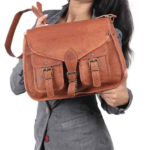 14 Inch Leather Purse Women Shoulder Bag Crossbody Satchel Ladies Tote Travel Purse Genuine Leather