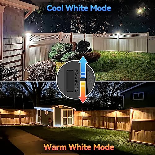 Bridika Solar Fence Lights, Fence Lights Fence Solar Lights Outdoor Waterproof Warm White & Color Glow LED Solar Lights for Backyard, Patio, Deck Railing, Stair Handrail and Wall (8 Packs, Plus Size)