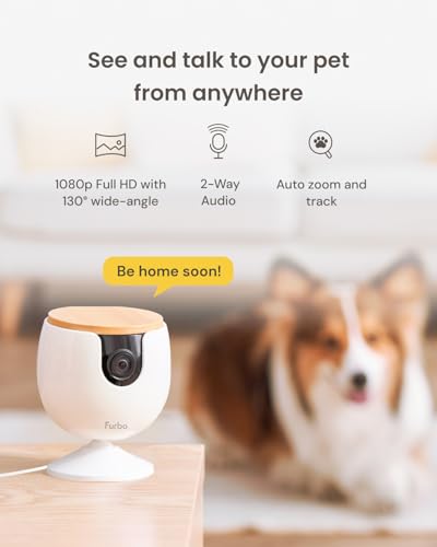 Furbo 360° Cat Camera - Unlock Camera & Smart Features w/Paid Plan: Home Security & Pet Safety Alerts, Rotating Treat Dispenser w/Speaker, Smart Cam w/Phone App (Subscription Required, 3mo Minimum)