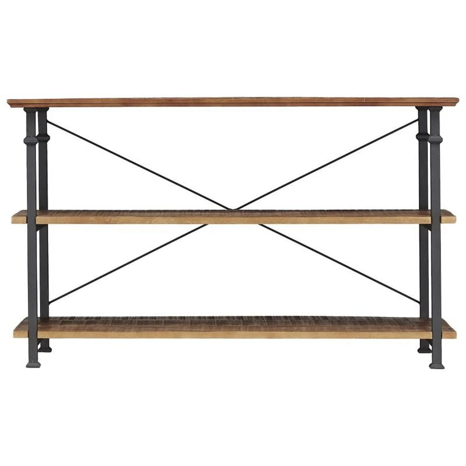 Homelegance Rustic Modern Wood Metal Sofa Table TV Stand Console Unit, Black