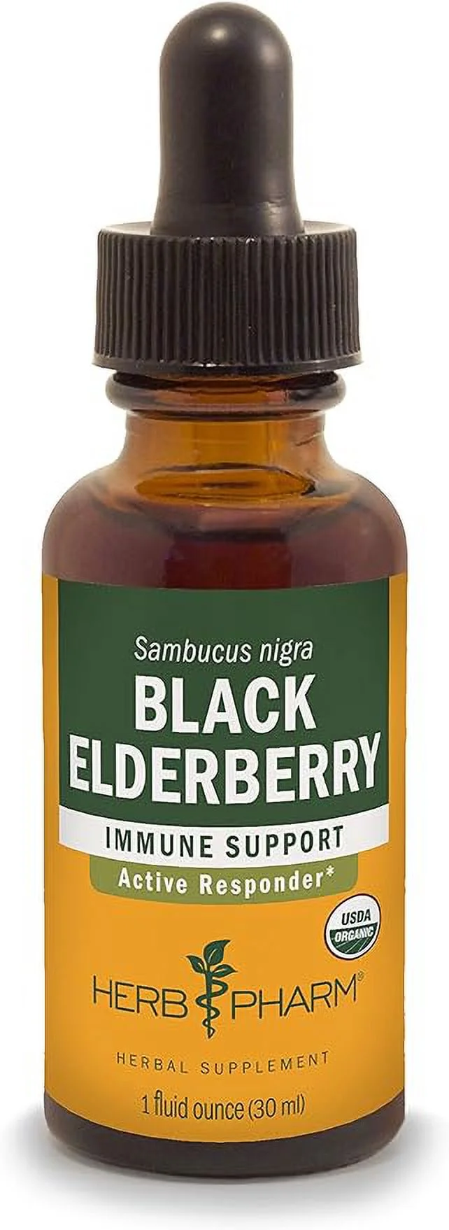 Herb Pharm Certified Organic Black Elderberry Liquid Extract for Immune System Support, Organic Cane Alcohol, 1 Oz