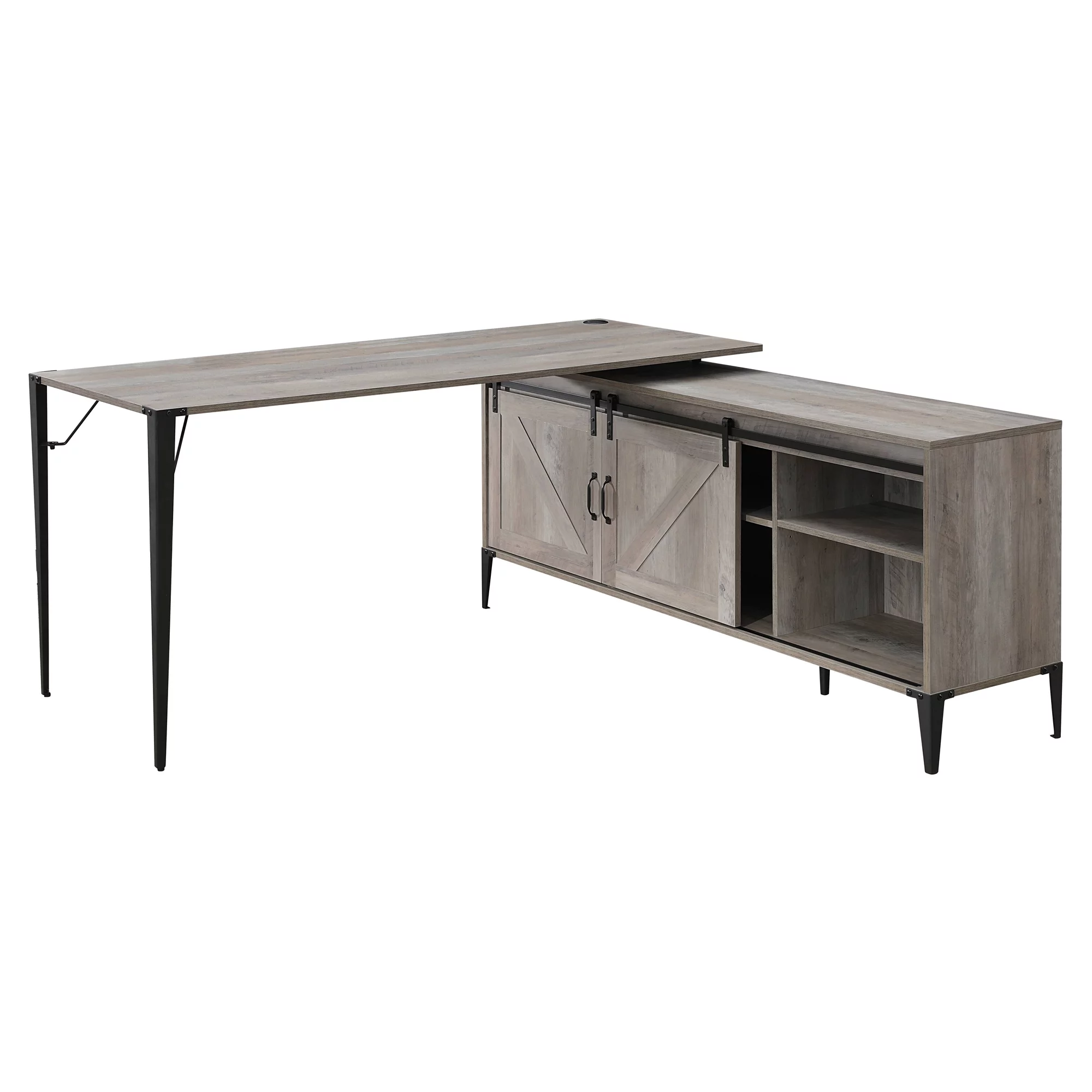 ACME Zakwani Writing Desk with USB in Grey Oak and Black