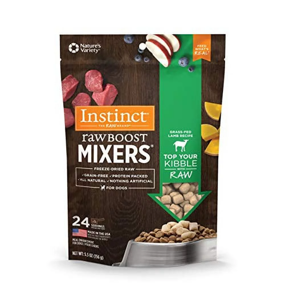Freeze Dried Raw Boost Mixers Grain Free Grass Fed Lamb Recipe All Natural Dog Food Topper, 5.5 Oz. Bag