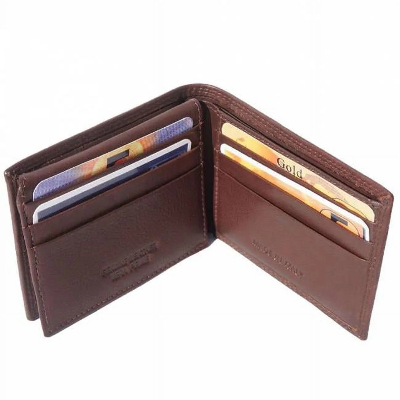 Italian Artisan  Roberto Mens Genuine Calfskin Soft Leather Mini Wallet, Dark Brown - Small