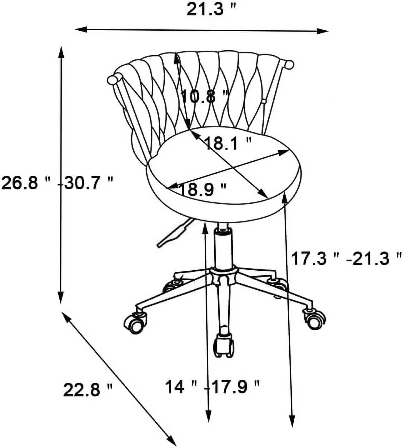 KHBIULIFE Velvet Office Desk Chair with  Woven Backrest  ° Swivel & Height Adjustable Task Chairs  Makeup Chair  Computer Chair with Stainless Base and 5 Wheels (Rose Red)