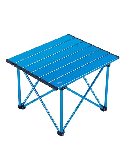 iClimb Ultralight Compact Camping Folding Table with Carry Bag (Blue - S)