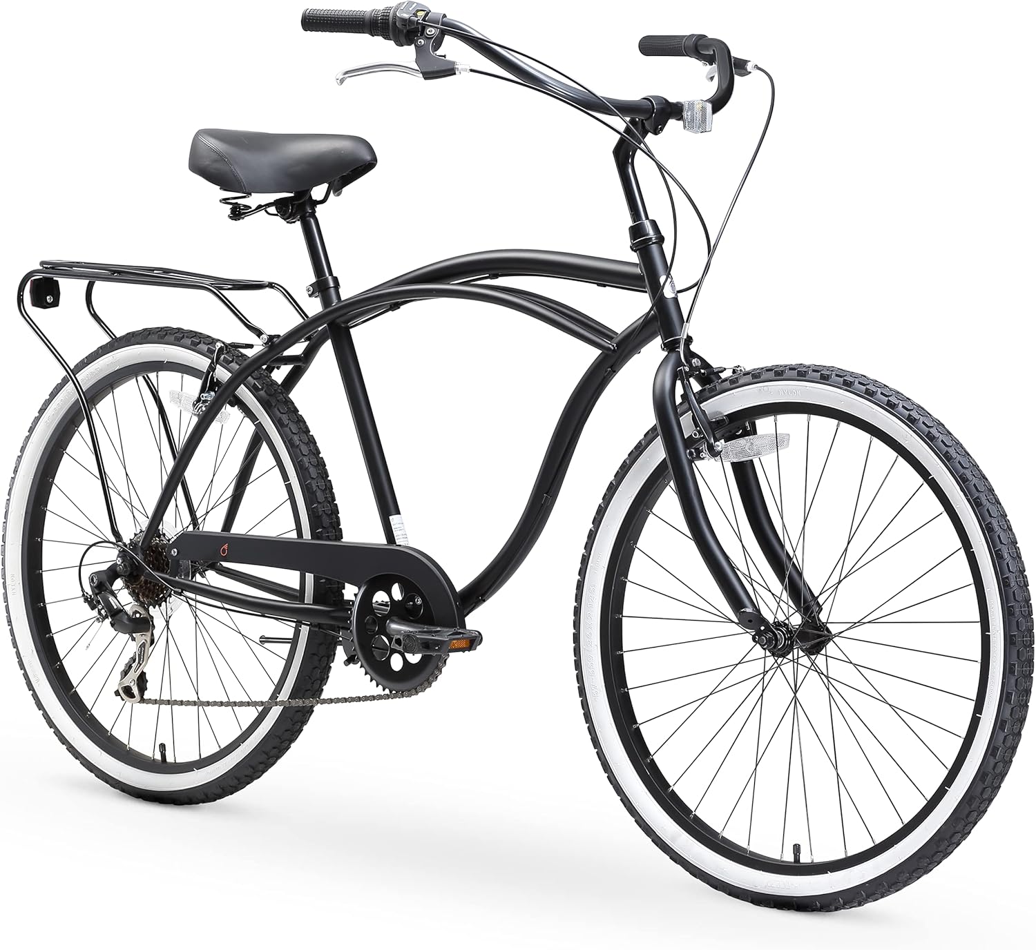 sixthreezero Around The Block Men's and Women's 7-Speed 26 Inch Beach Cruiser Bikes with Rear Racks