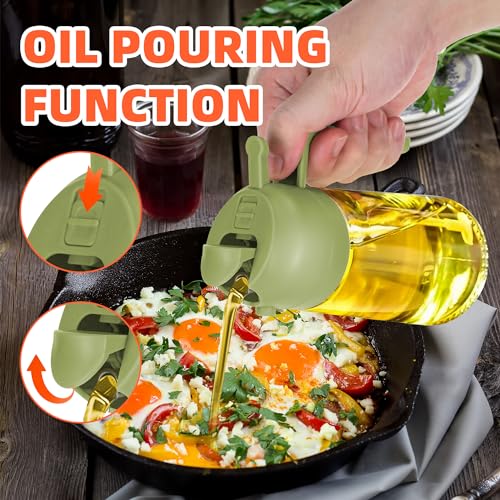 16oz Oil Dispenser Bottle for Kitchen - 2 in 1 Olive Oil Dispenser and Oil Sprayer - 470ml Olive Oil Bottle - Oil Sprayer for Cooking, Kitchen, Salad, Barbecue 2Pcs Black (2Pcs White&Green)
