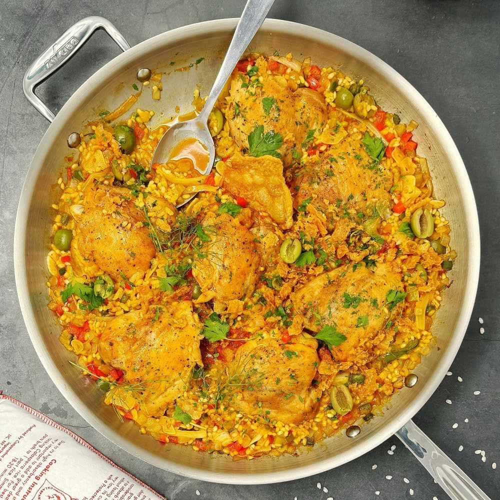 All-Clad D3 3-Ply Stainless Steel Fry Pan, 14 Inch, Induction, Oven Broiler Safe 500F, Lid Safe 350F, Pots and Pans, Cookware, Silver