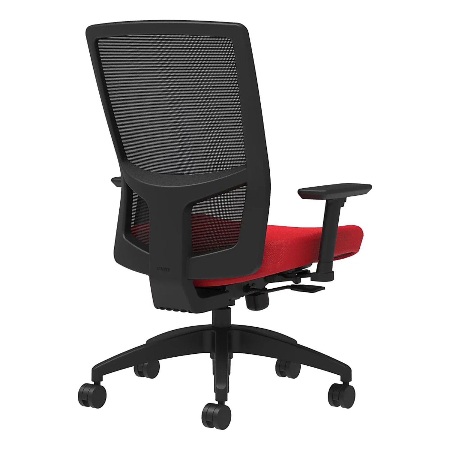 Union & Scale Fabric Task Chair Ruby Red Integrated Lumbar 2D Arms 52273