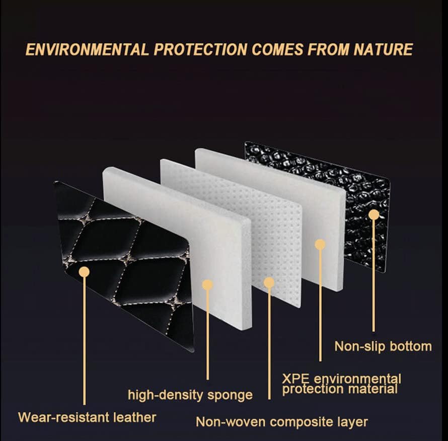 Customize Fit for 98% Cars SUVs Sports Car According to Automotive Model All-Weather Protection Luxury Leather Car Floor Mats (Black and Black with Green bar)