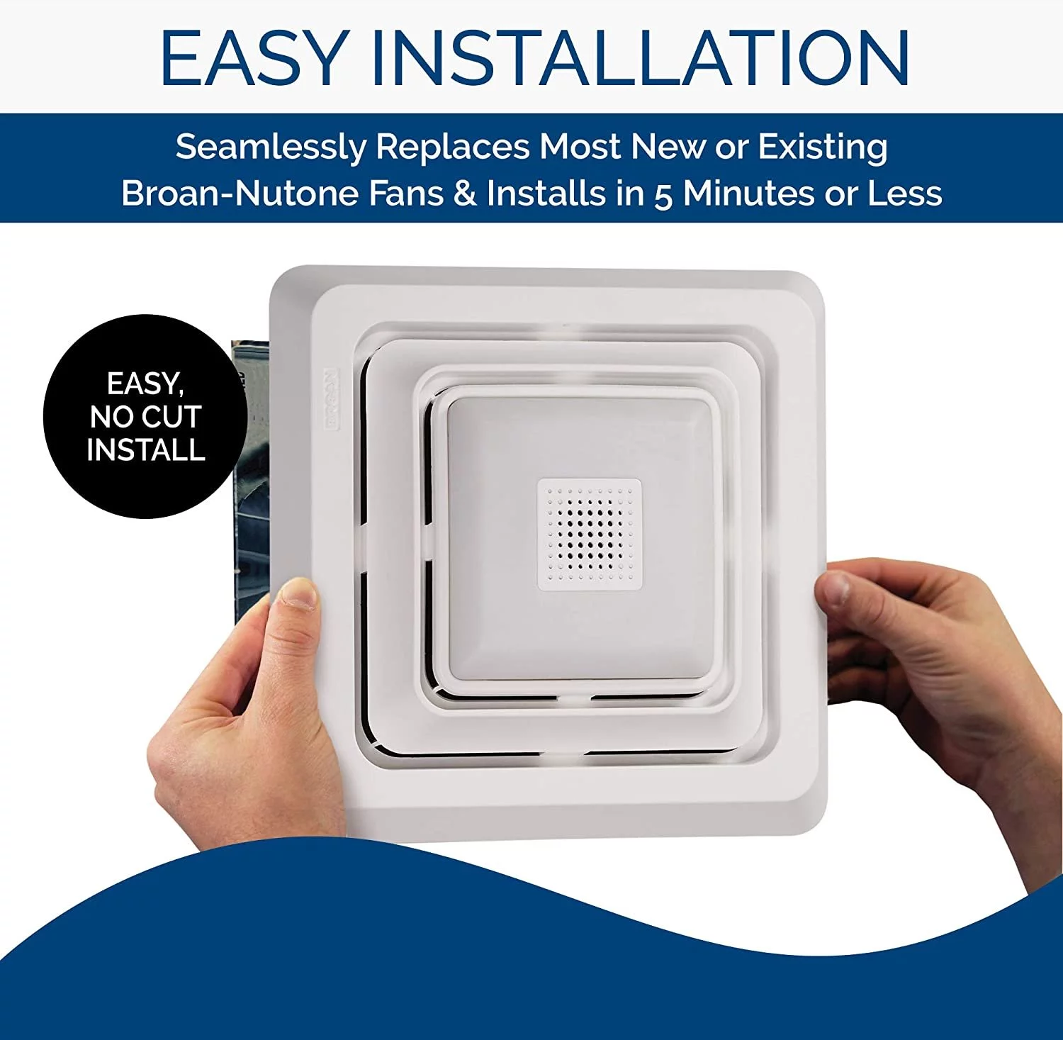 Broan-NuTone FG800SPK Bluetooth Speaker Bathroom Exhaust Grille Cover with LED Light, White Bath Fan